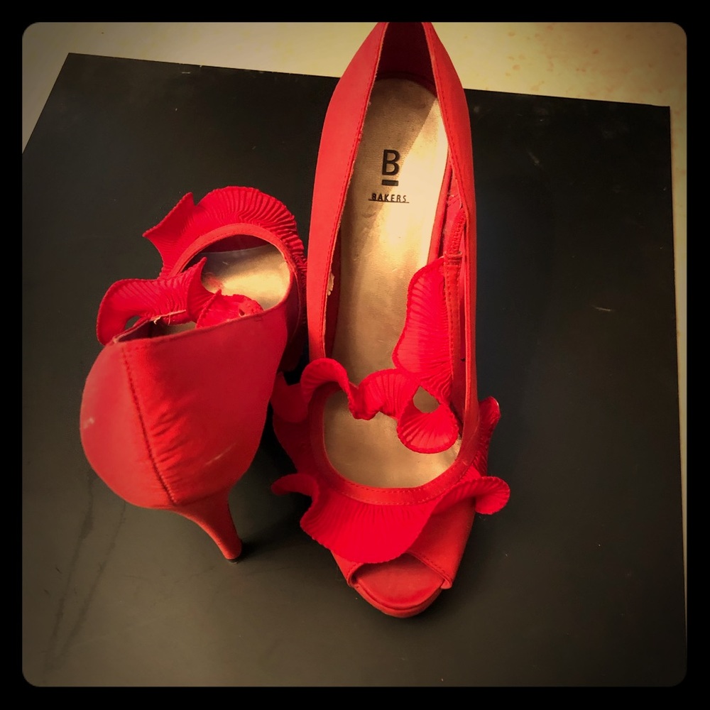 Bakers red peep toe red shoes